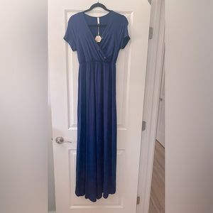 NWT Floor length bright navy Pinkblush maternity dress
